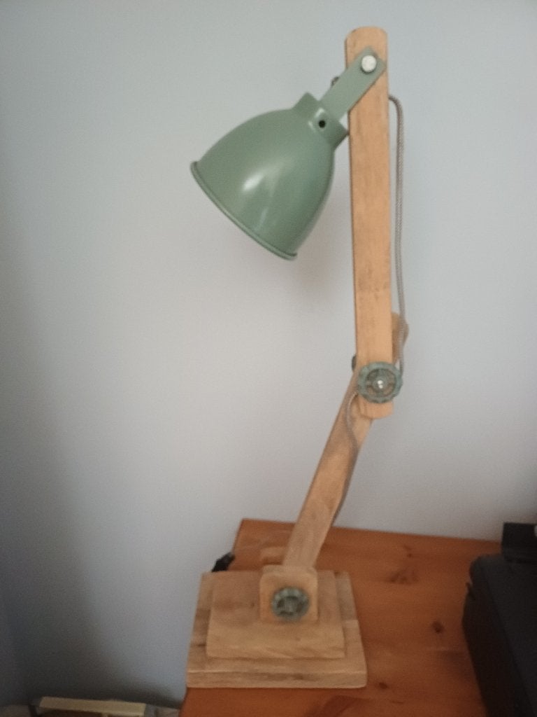 brocante landelijke tafellamp, Huis en Inrichting, Lampen | Tafellampen, Ophalen, Zo goed als nieuw, Hout