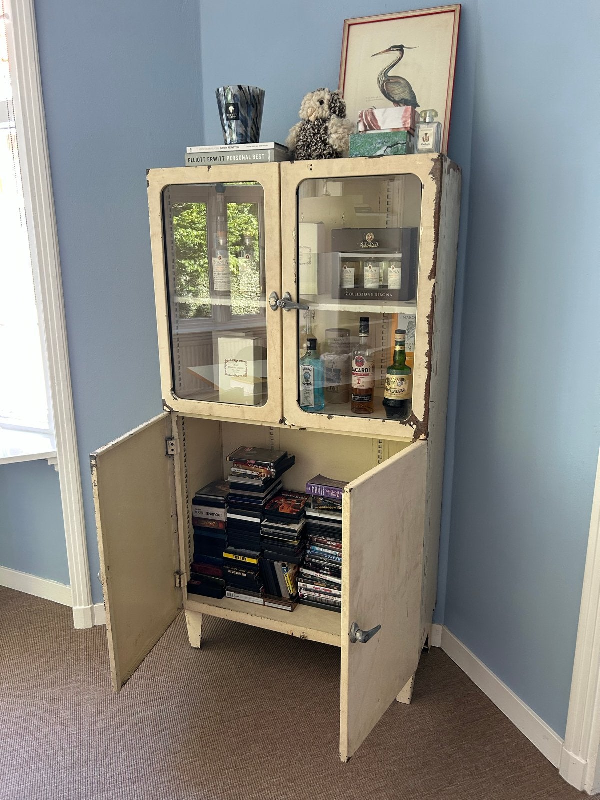 Originele vintage apothekerskast / vitrinekast, Antiek en Kunst, Ophalen