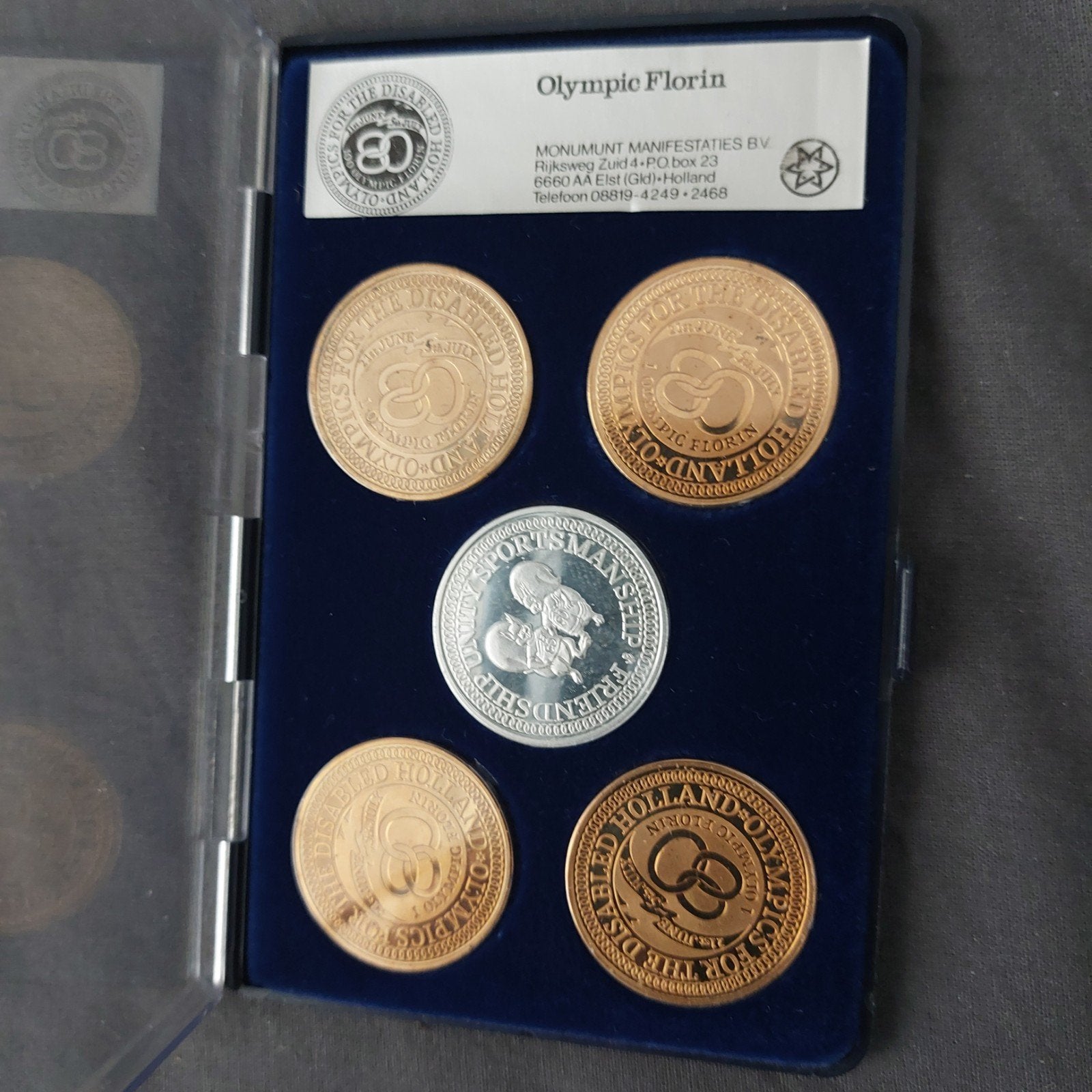 Set van 5 Olympische Florijnen - Monumunt Manifestaties, Ophalen of Verzenden, Overige waardes, Setje