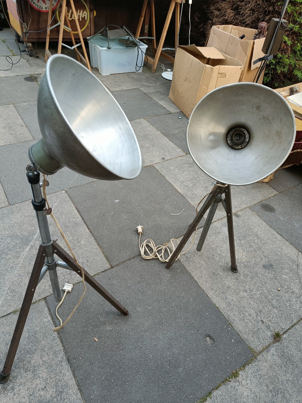 Set van 2 Vintage Cifo Industriële Studiolampen/Statieflamp, Huis en Inrichting, Ophalen
