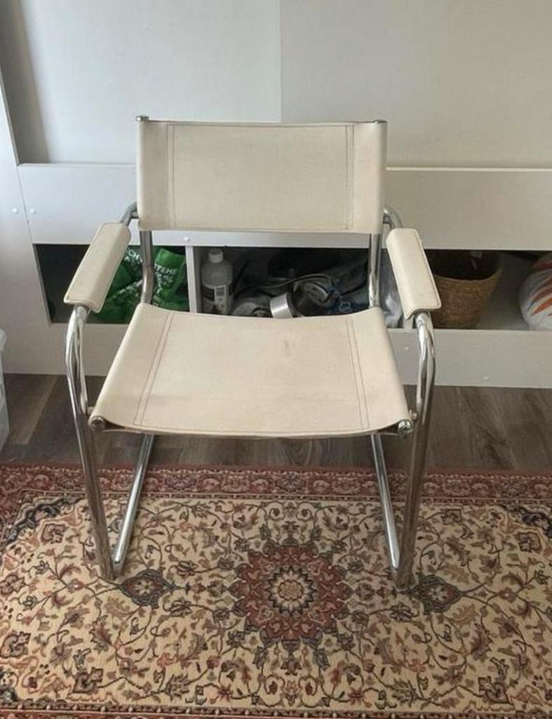 Chroom stoel, lijkend op Marcel Breuer design, Ophalen, Gebruikt, Wit, Metaal