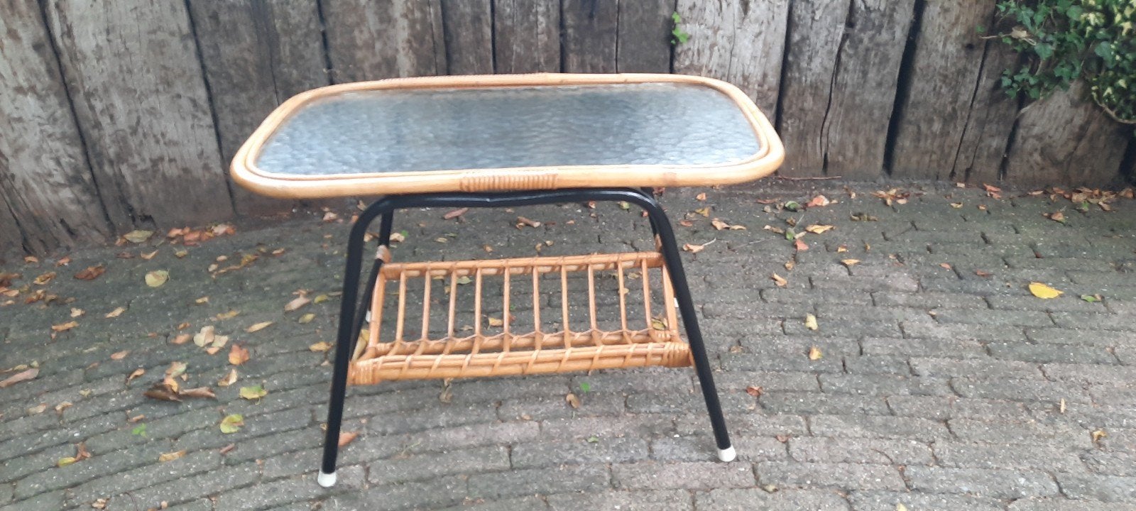 Rohé Noordwolde rotan tafeltje, Huis en Inrichting, Tafels | Bijzettafels, Ophalen, Rechthoekig, Minder dan 55 cm, 45 tot 60 cm