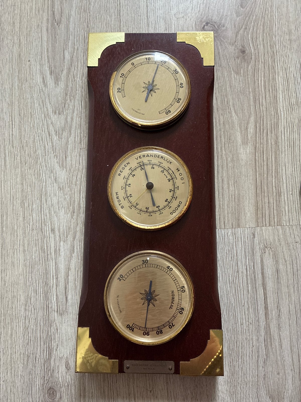 Vintage Weerstation met Thermometer, Barometer, Hygrometer, Ophalen of Verzenden, Gebruikt, Weerstation