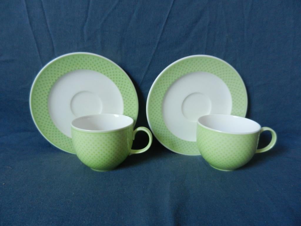 Twee koppen en schotels Villeroy en Boch model Tipo GreenCom, Keramiek, Ophalen of Verzenden, Zo goed als nieuw, Effen