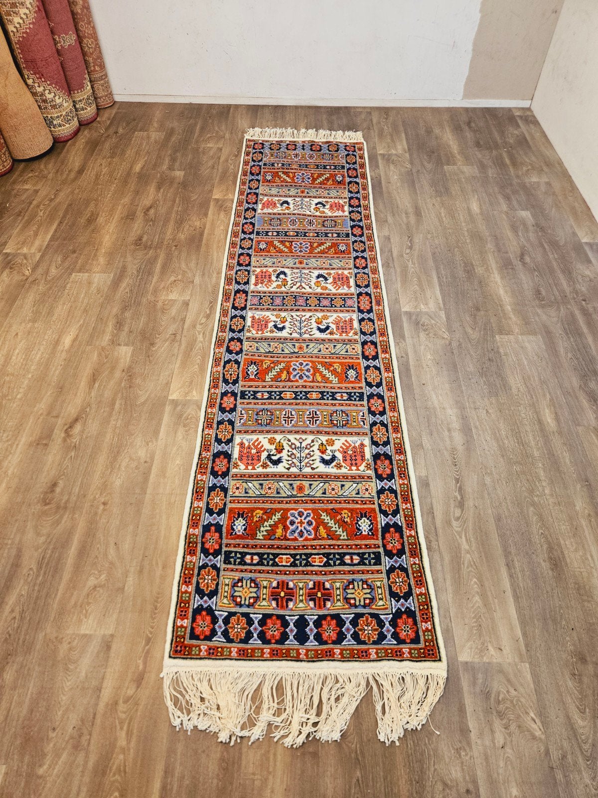 Perzisch Handgeknoopte Loper. Prachtige kleuren en patronen!, Perzisch, 200 cm of meer, Zo goed als nieuw, Rechthoekig