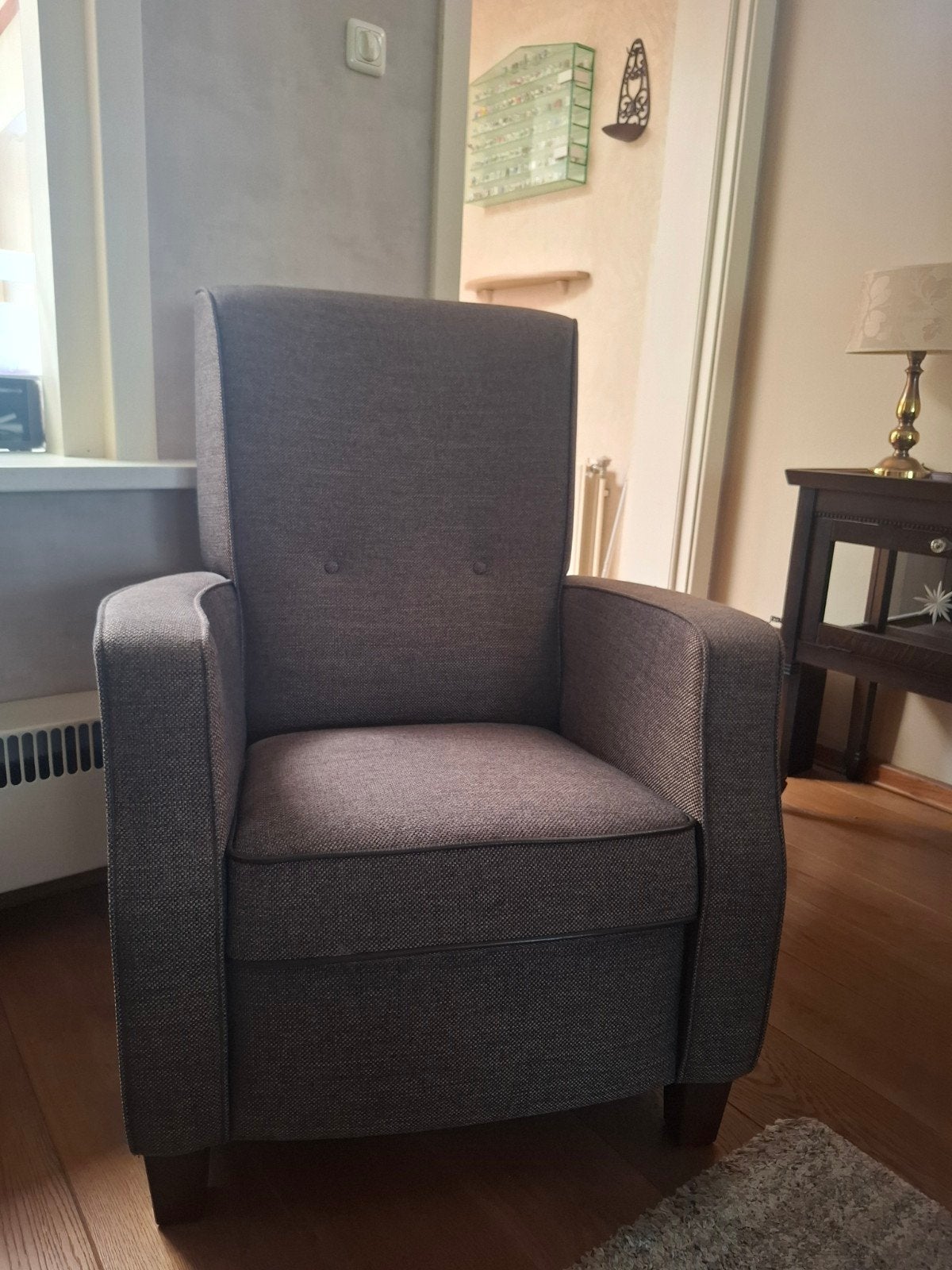 Comfortabele fauteuil en 2 banken, bruin/grijs, onbeschadigd, Huis en Inrichting, Fauteuils, Ophalen, Modern, Comfortabel, 75 tot 100 cm