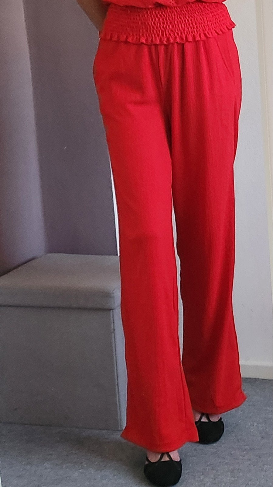 Luchtige rode broek, Tall, maat S, Ophalen of Verzenden, Maat 36 (S), Lang, Gedragen