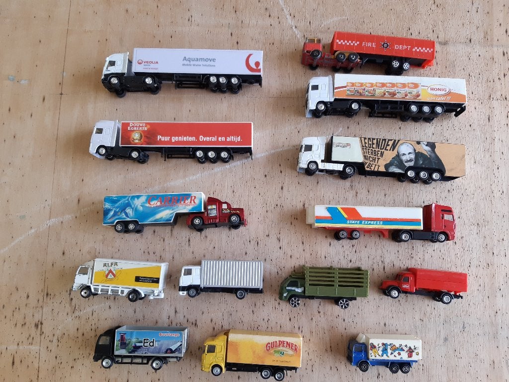Partijtje 14x Speelgoedauto's Allerlei Trucks Vrachtwagens, Ophalen of Verzenden, Gebruikt