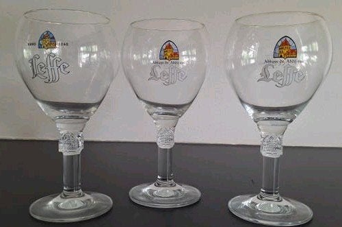 Bierglazen Leffe Bier Glazen 33 cl Kristal 3 stuks, Ophalen, Zo goed als nieuw, Glas of Glazen, Overige merken