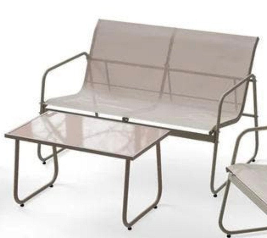 Loungebank/Tuinbank met 2 zitplaatsen en tafel, Tuin en Terras, Gebruikt, Aluminium, Bank, Ophalen