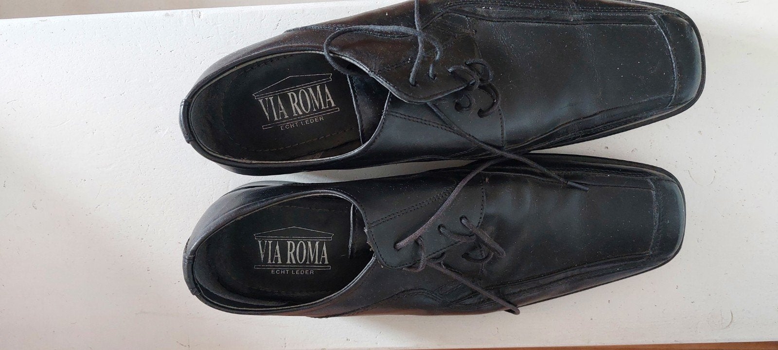 Nette zwarte leren veterschoenen - Via Roma - maat 44, Zwart, Ophalen of Verzenden, Zo goed als nieuw, Via Roma