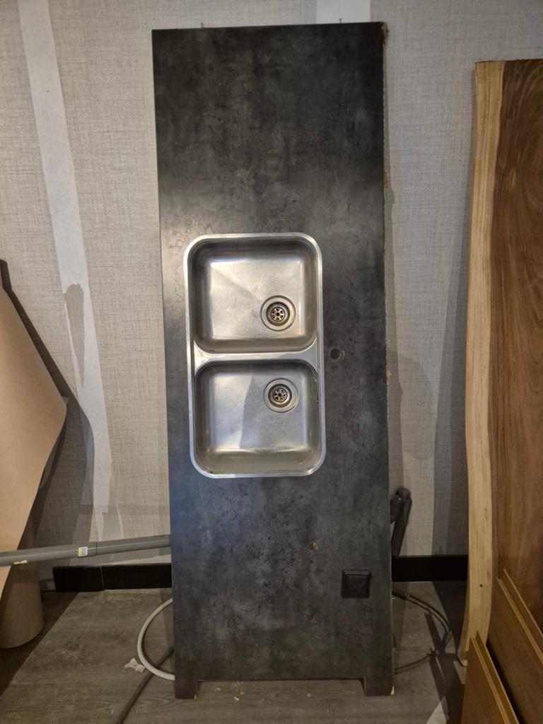 Aanrechtblad met 2 spoelbakken - 72x218 cm, Ophalen