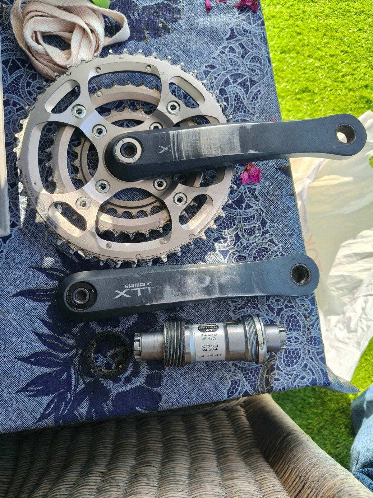 Shimano XTR M952 Crankstel met BB-M952 Bottom Bracket 116mm, Crankstel of Pedalen, Gebruikt, Verzenden, Shimano XTR