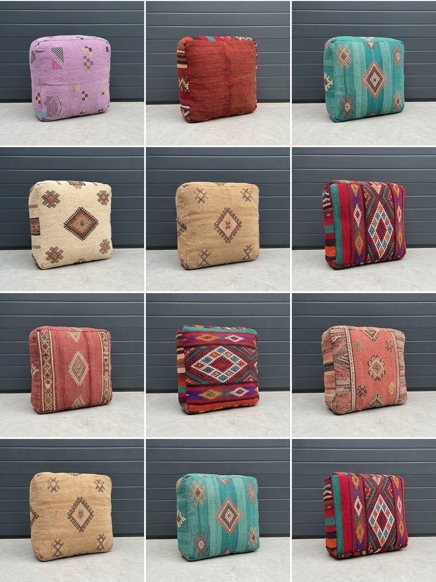 Vintage Kilim Kussens - Handgemaakt en Uniek, Huis en Inrichting, Ophalen, Wateringen, Beige, Vierkant