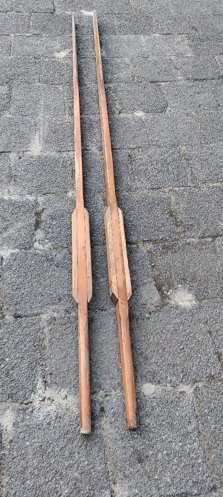 houten roeiriemen (3 meter lang), Watersport en Boten, Peddels, Ophalen, Zo goed als nieuw, Enkelbladige peddel