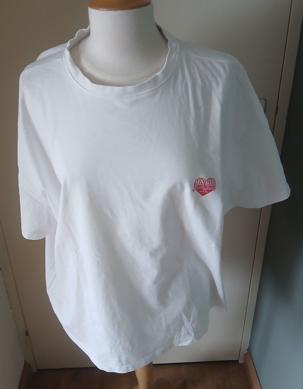 Dames (oversized) t-shirt met korte mouwen - wit met opdruk, Wit, Maat 46/48 (XL) of groter, Ophalen of Verzenden, Zo goed als nieuw