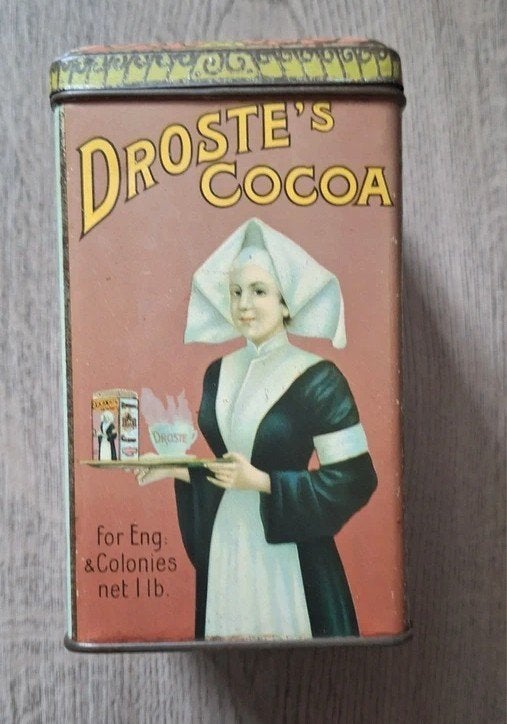 Vintage Droste cacao blik Haarlem 15 cm reclameblik, Ophalen of Verzenden, Gebruikt, Overige, Droste