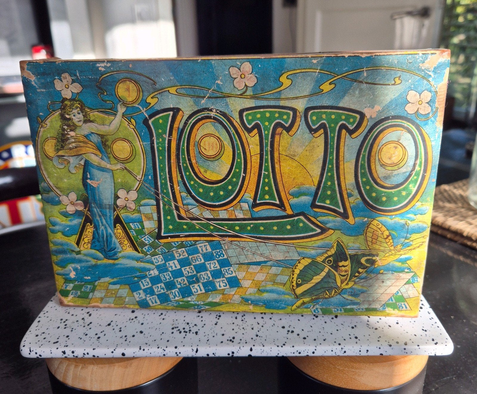 Prachtig Antiek Art Nouveau Lotto / Kien Spel (ca. 1900), Ophalen of Verzenden, Gebruikt