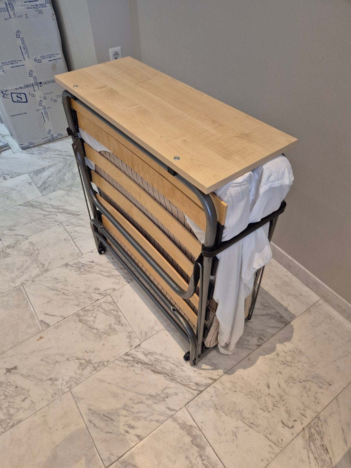 Opklapbaar bed 76x190 cm met lattenbodem en matras, Huis en Inrichting, Ophalen, Gebruikt, Eenpersoons, 190 cm of minder