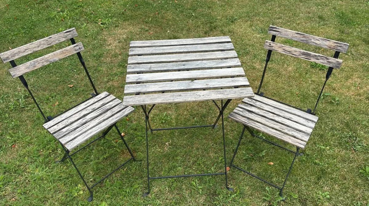 Leuke bistroset ikea tuinsetje tafel stoeltjes, Ophalen, Gebruikt, Vierkant, Hout