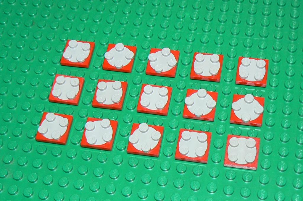 L1547 Draaischijf 2x2 rood / old grey 15 st., Ophalen of Verzenden, Zo goed als nieuw, Losse stenen, Lego