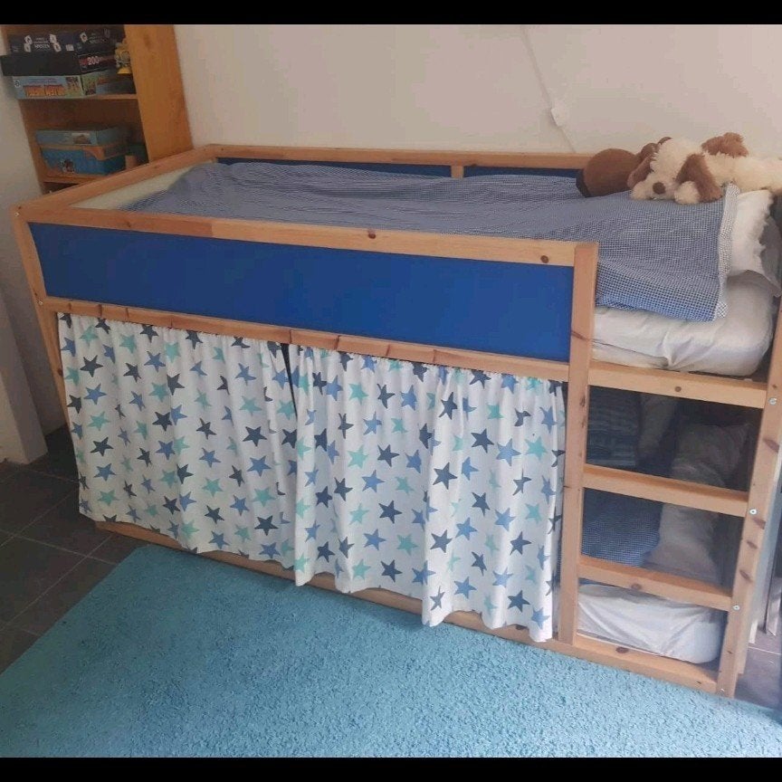 Halfhoogslaper Ikea Kura incl gordijnen, lattenbodem, matras, Huis en Inrichting, Ophalen, Eenpersoons, 140 cm, Hoogslaper