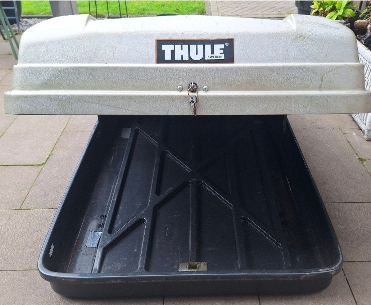 Thule Dakkoffer met Dakdragers, Ophalen of Verzenden, Gebruikt