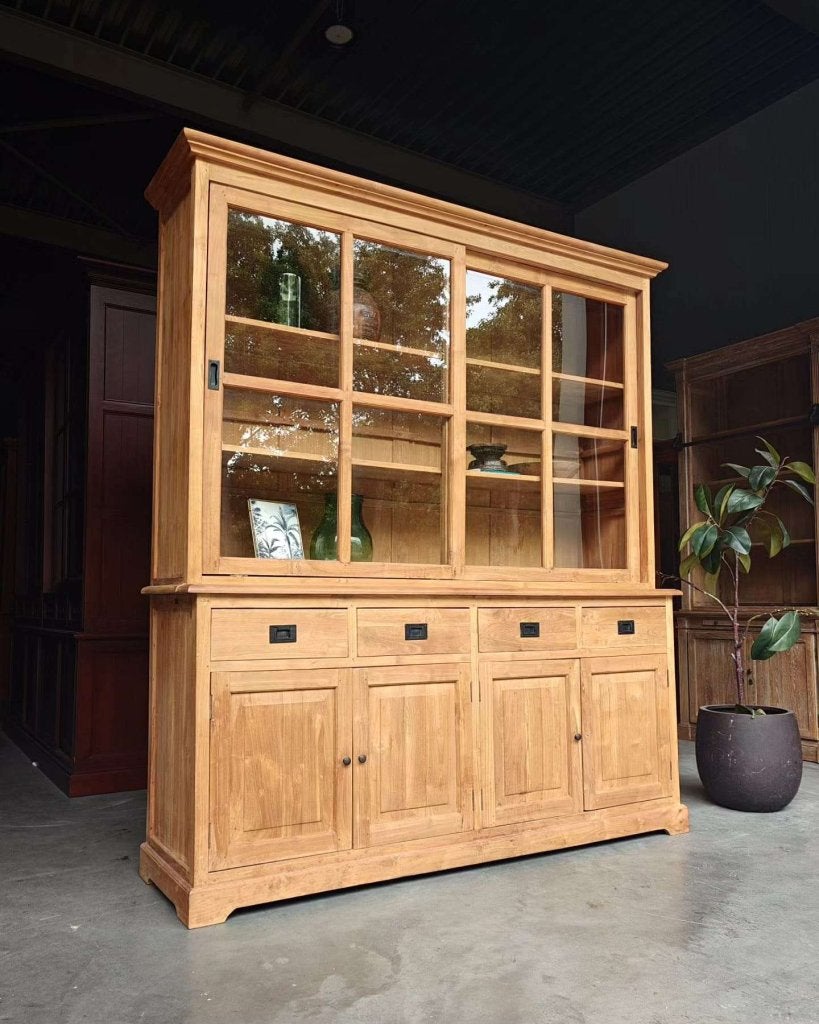 Prachtige teakhouten buffetkast | Teak servieskast #4552, Gebruikt, -, 200 cm of meer, -