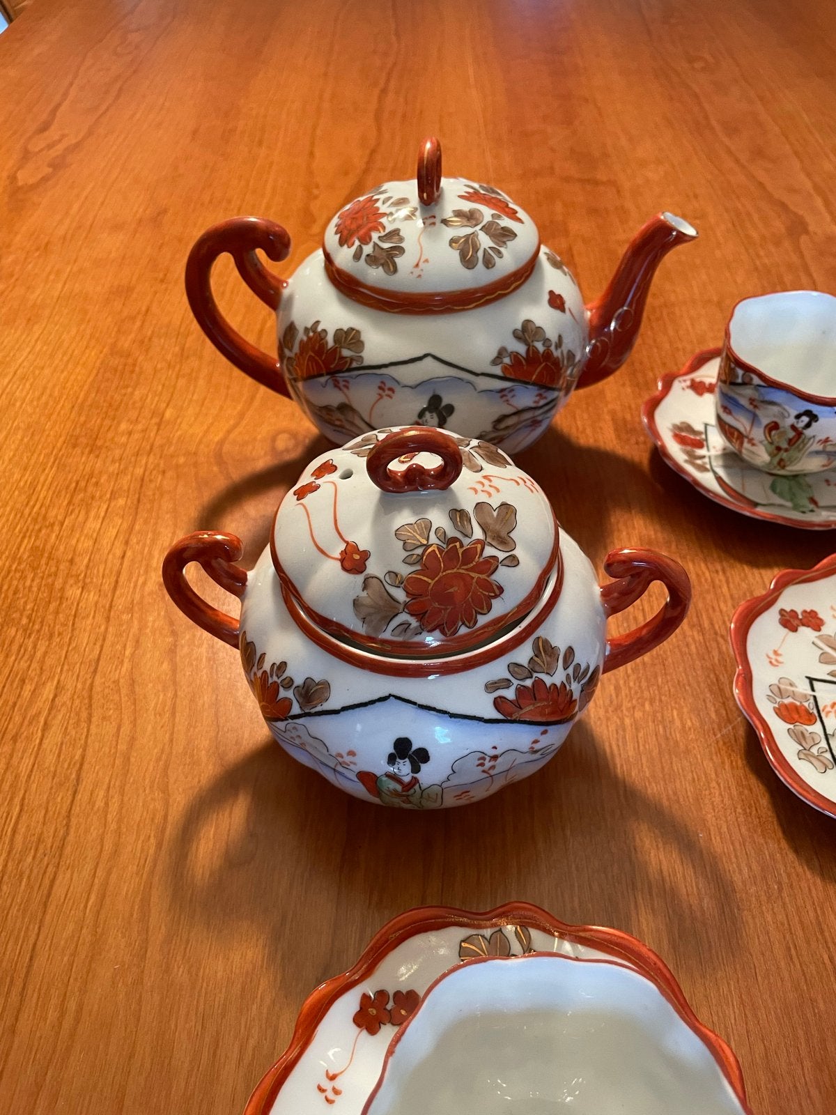 Prachtig Japans theeservies met 12 kopjes en schotels, Ophalen