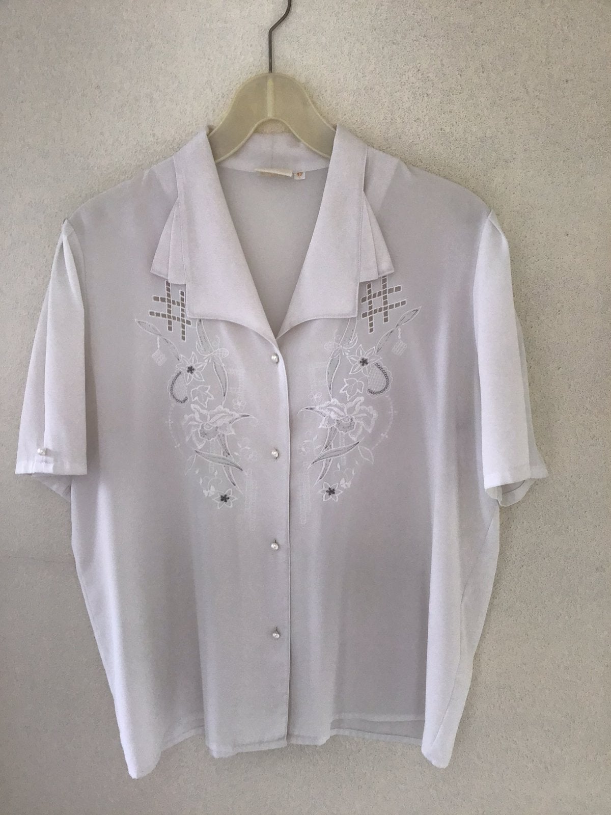 Vintage Witte Blouse met Borduurwerk - Maat 42, Ophalen, Zo goed als nieuw, Maat 42/44 (L), Wit