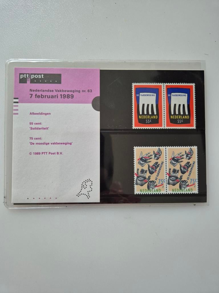 Nederlandse Vakbeweging Postzegelvel 1989 PTT Post, Ophalen, Na 1940, Postfris