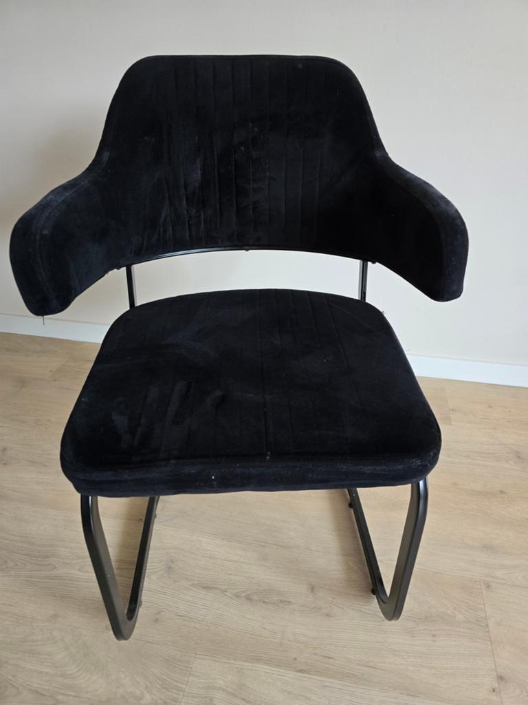 4 Velvet eetkamerstoelen (2 zwarte 2 oud roze) Label51, Ophalen, Gebruikt, Overige kleuren, Modern