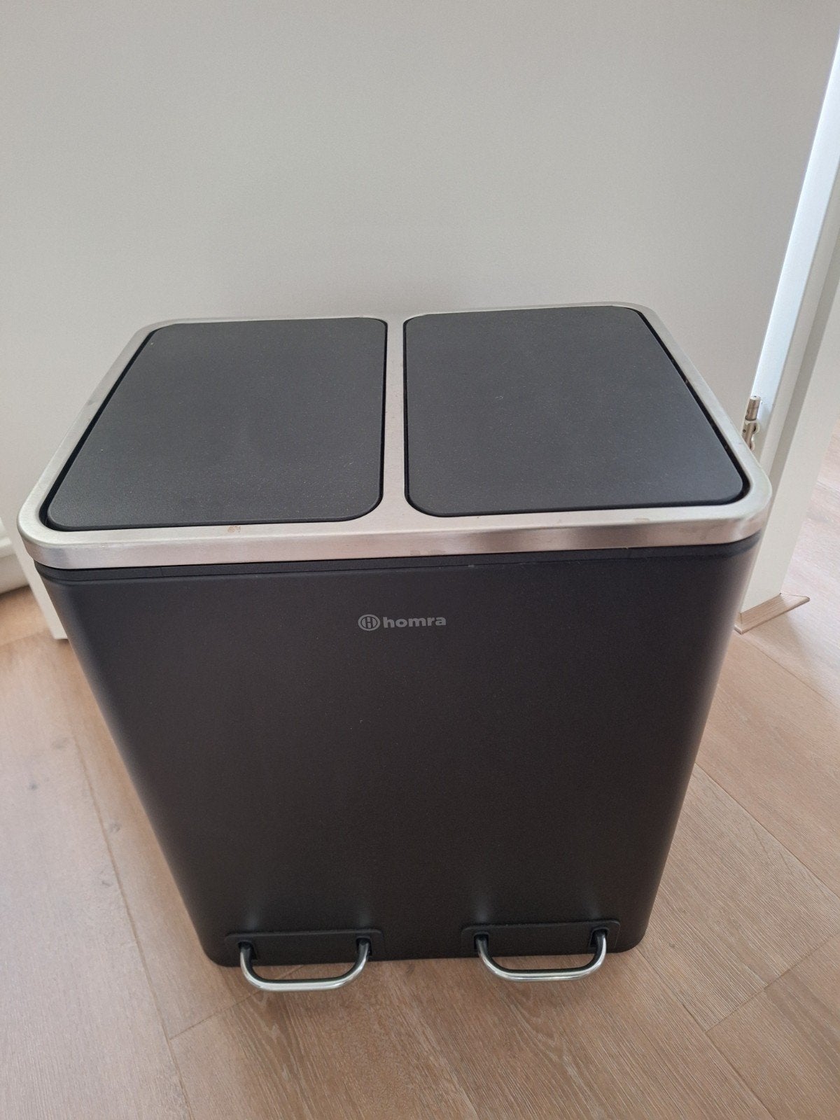 Homra Duo Afvalemmer 2x15L - Zwart met Pedaal, Ophalen, Gebruikt, Met pedaal, 40 liter of meer