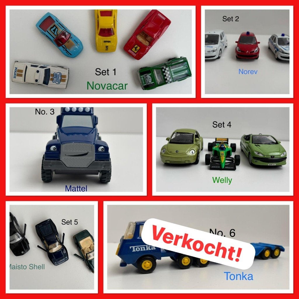 Merkauto’s -6 sets: Novacar-Norev–Mattel–Welly–Maisto Shell, Ophalen of Verzenden, Gebruikt, Auto, Overige merken