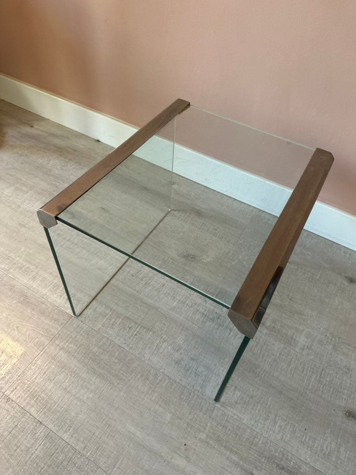 Gallotti&Radice bijzettafel glas jaren 70 retro, Minder dan 50 cm, 50 tot 100 cm, Rond, Ophalen of Verzenden