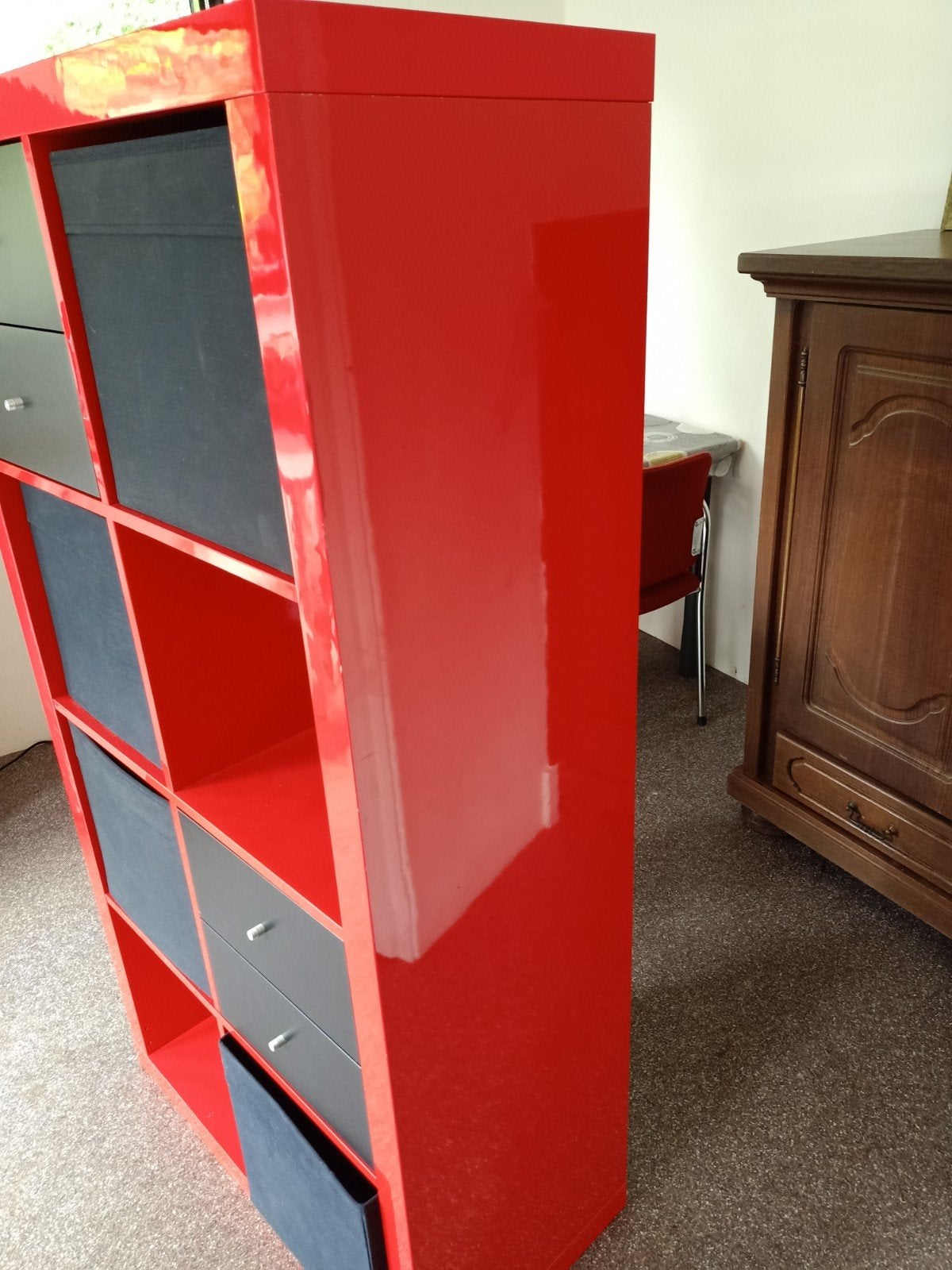Ikea Kast Glanzend Rood met Zwart - 150x80x40 cm, Huis en Inrichting, Kasten | Boekenkasten, Ophalen, Gebruikt, 50 tot 100 cm