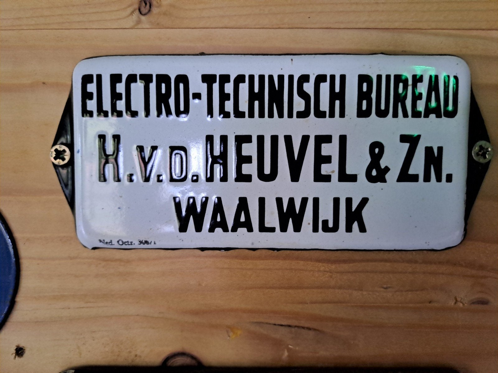 Oud emaille deurpostje, Ophalen of Verzenden, Gebruikt, Reclamebord