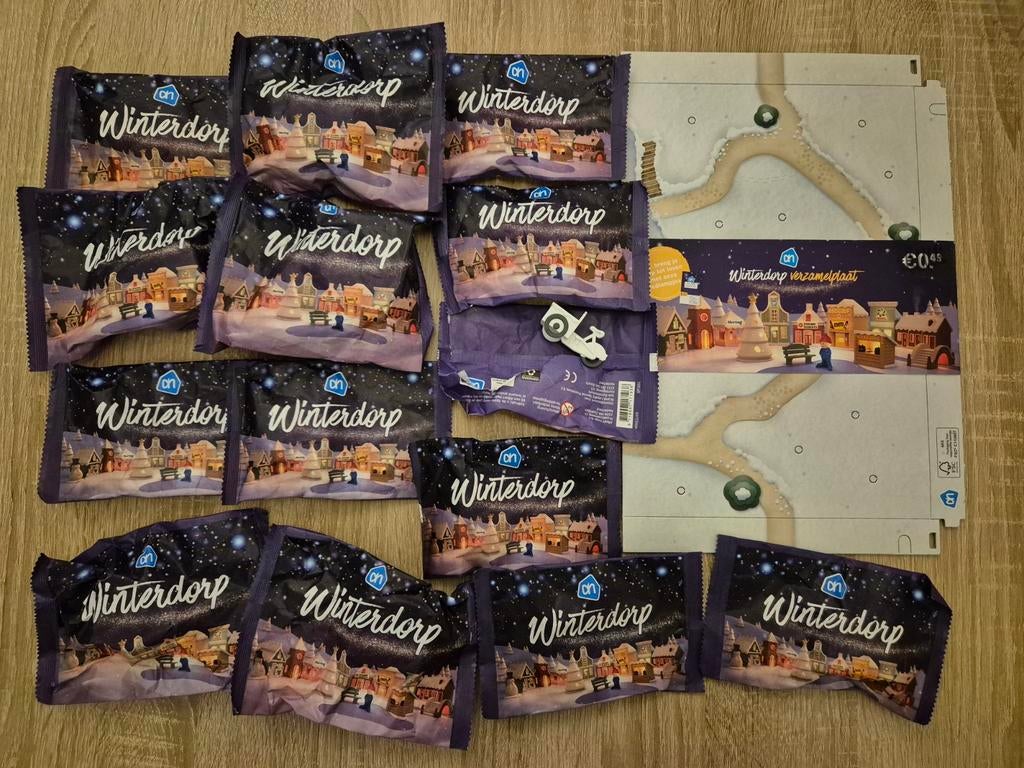 AH Winterdorp verzamelplaat + 13 zakjes + 1 open, Albert Heijn, Verzenden
