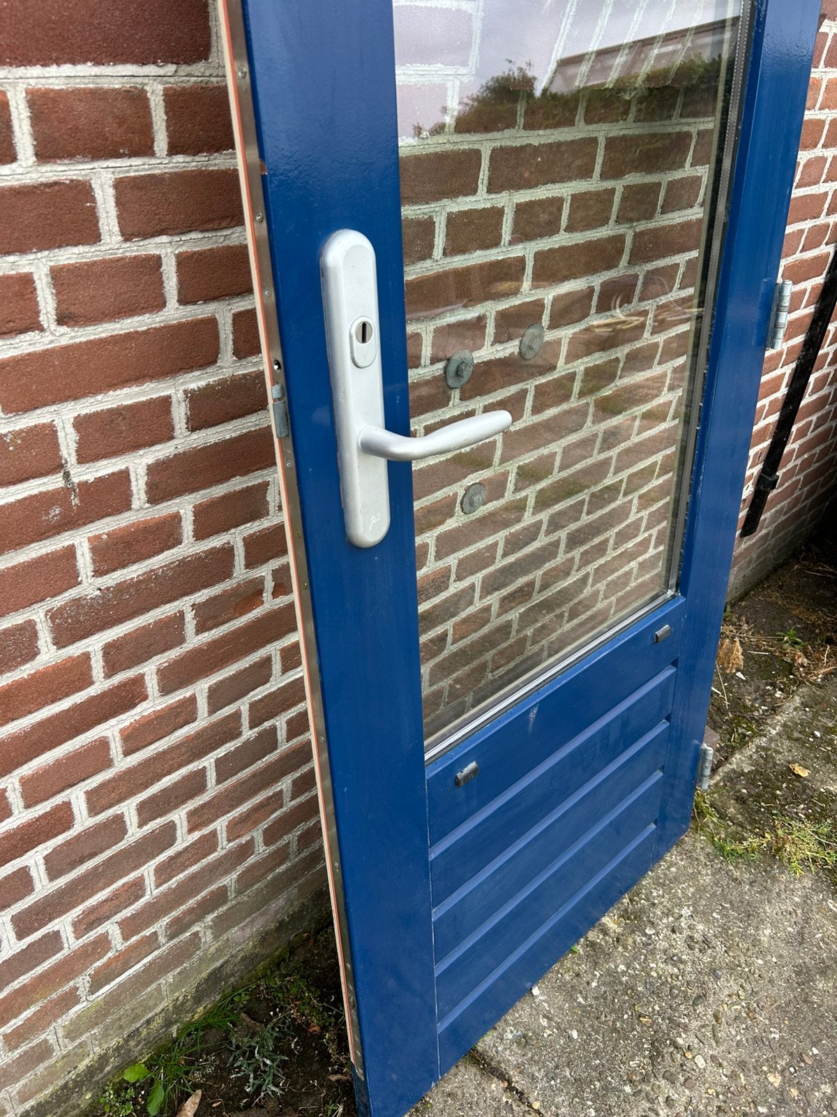Hardhouten achterdeur 82,5x201,5cm.., Ophalen, 80 tot 100 cm, 200 tot 215 cm, Glas