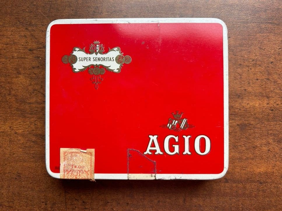 Vintage Agio Super Senoritas Sigarenblikje, Ophalen of Verzenden, Gebruikt, Tabaksdoos of Verpakking