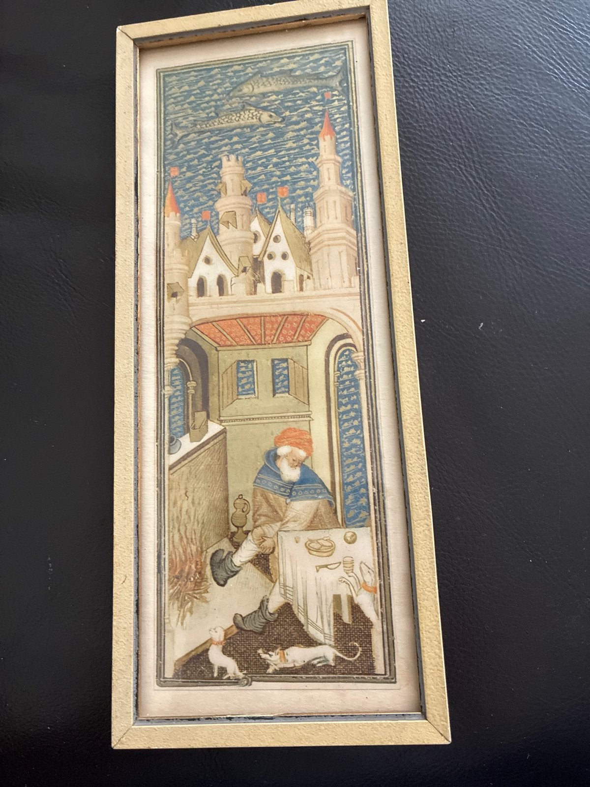 Miniatuur reproductie van middeleeuwse boekverluchting, Antiek en Kunst, Kunst | Schilderijen | Klassiek, Ophalen of Verzenden