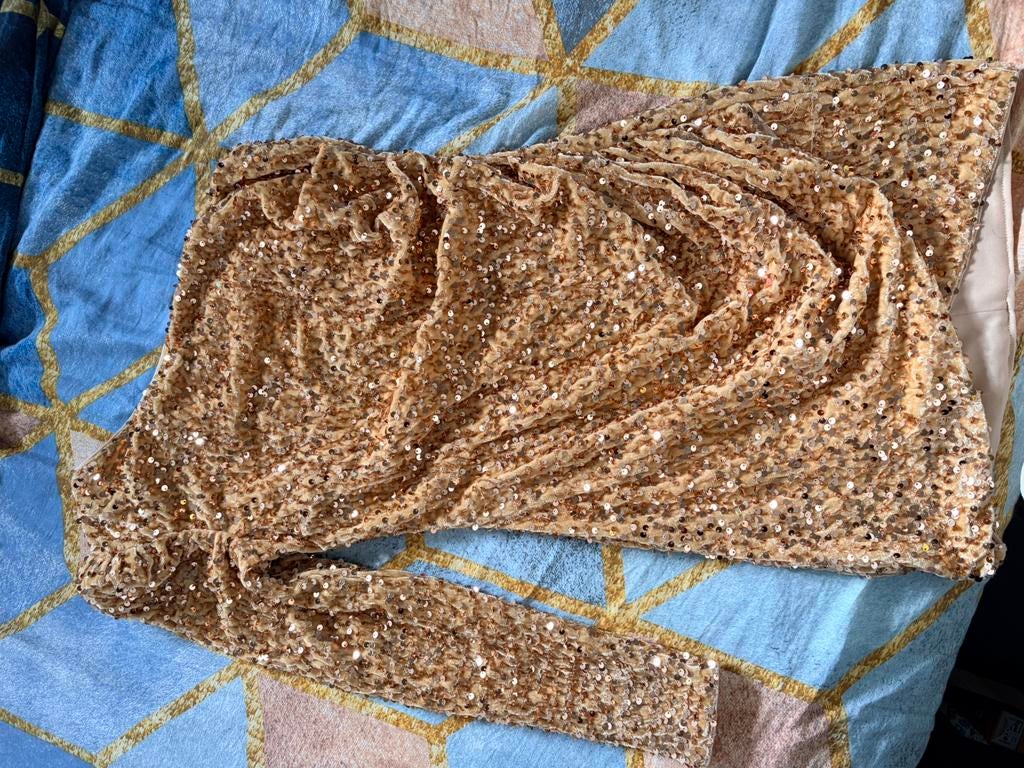 Glitter jurk goudd, Kleding | Dames, Jumpsuits, Ophalen of Verzenden, Zo goed als nieuw, Maat 34 (XS) of kleiner, Zwart