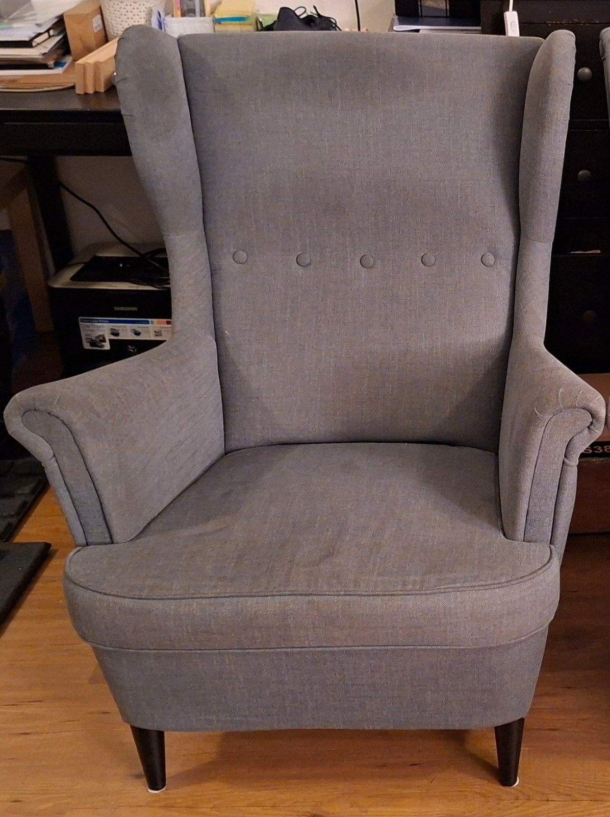 1x IKEA Strandmon Oorfauteuil Nordvalla donkergrijs, Ophalen, Modern, Klassiek, Gebruikt, Eén