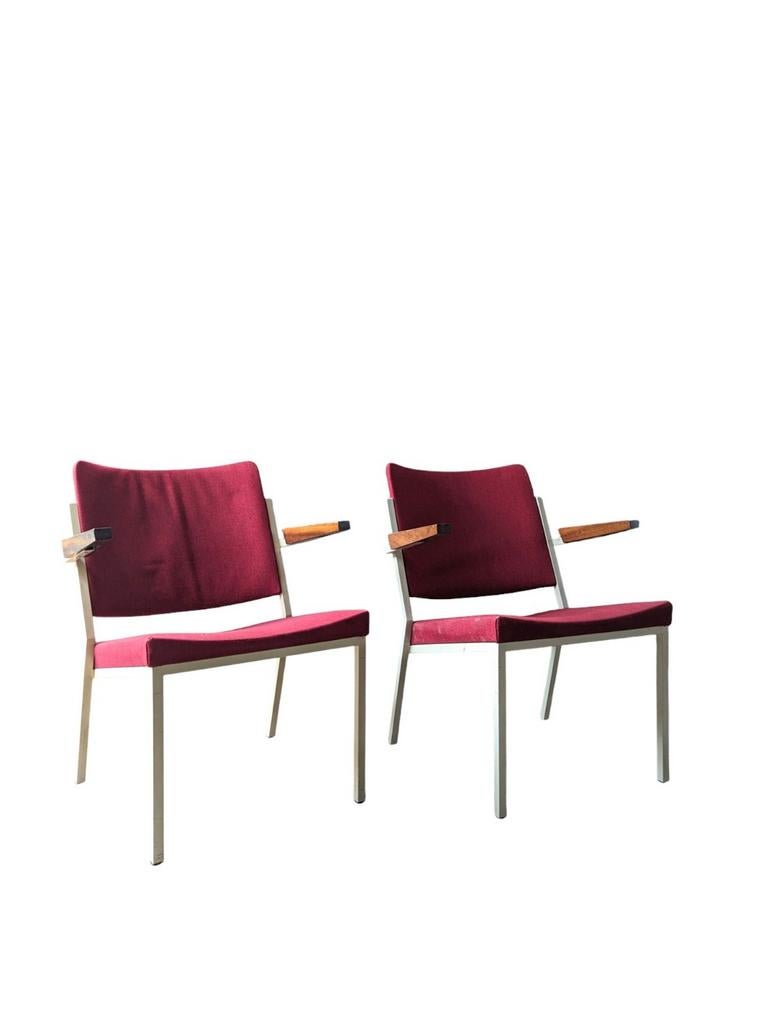 Set 2 Gispen fauteuils Rietveld Emmein Mid Century stoelen, Huis en Inrichting, Ophalen of Verzenden, Gebruikt, Minder dan 75 cm