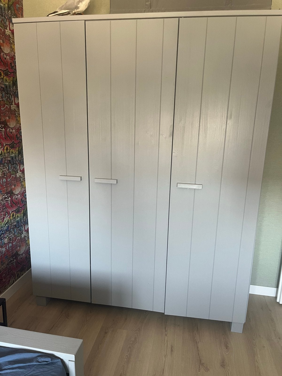 WOOOD Kledingkast Dennis Grijs - 158x202x55 cm, Huis en Inrichting, Kasten | Kledingkasten, Ophalen, Gebruikt, 200 cm of meer