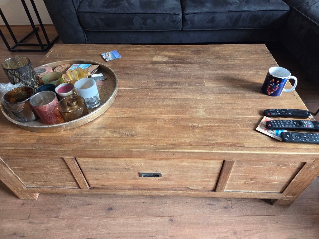 Salontafel met lade, Huis en Inrichting, Ophalen, Gebruikt, 100 tot 150 cm, 50 tot 100 cm
