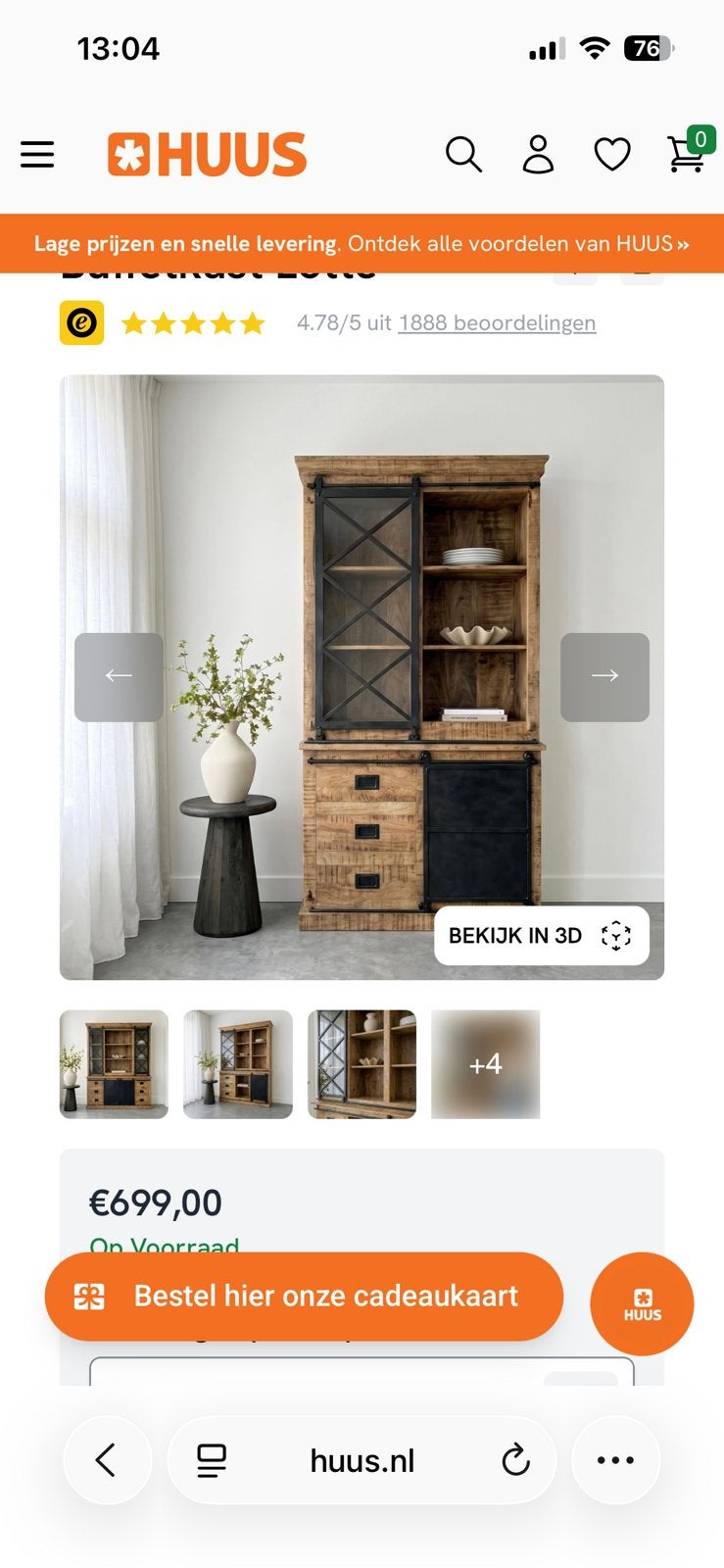 Hele leuke Boeken/buffet kast, Ophalen, Zo goed als nieuw, 25 tot 50 cm, 200 cm of meer