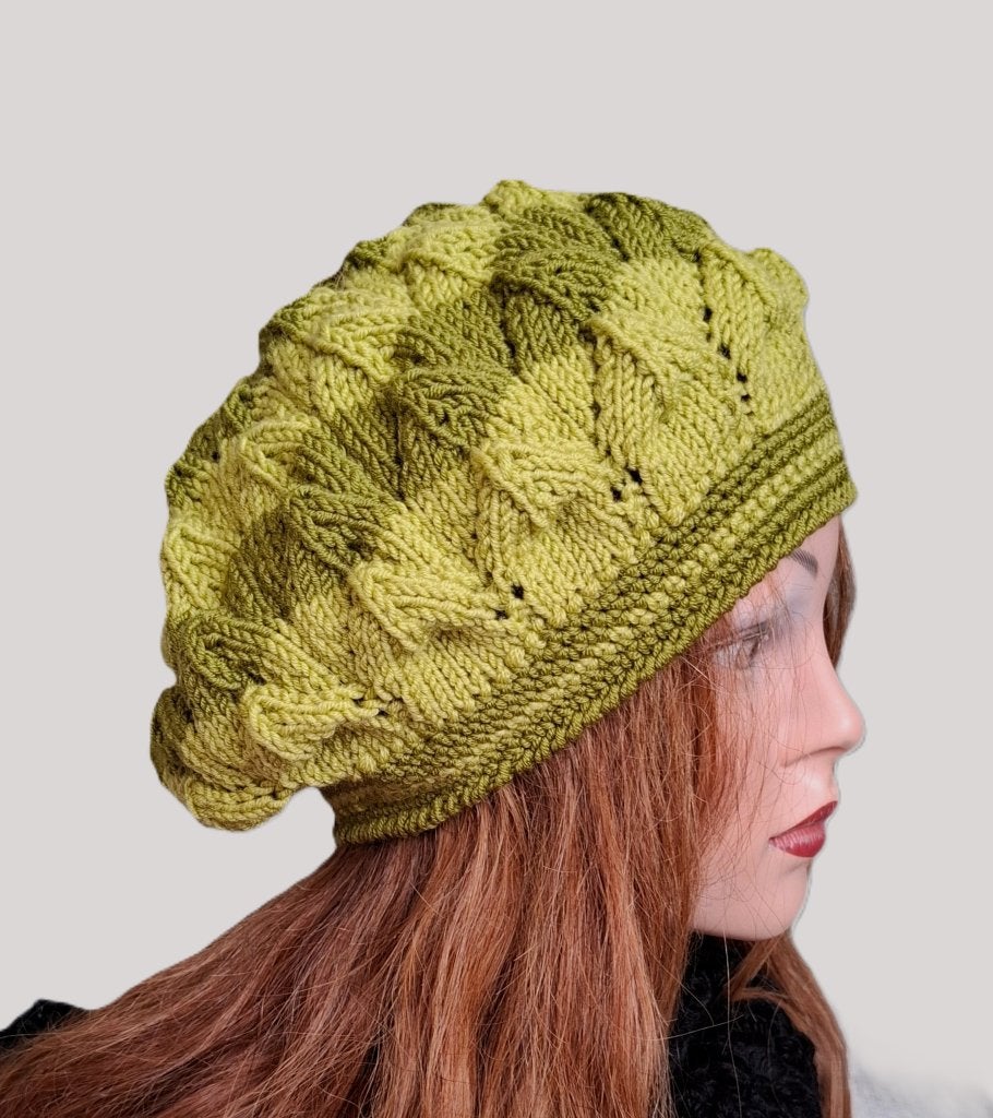 Baret olijfgroen /pistachegroen, Maat 38/40 (M), Verzenden, Nieuw, Handgemaakt