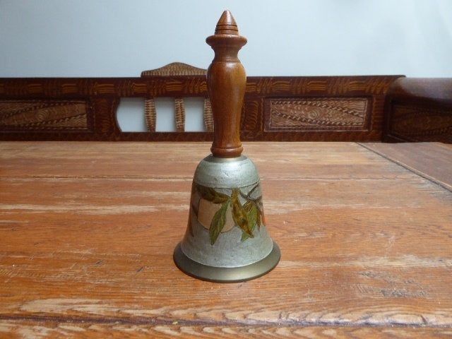 Vintage emaille op koper tafel bel, Ophalen of Verzenden
