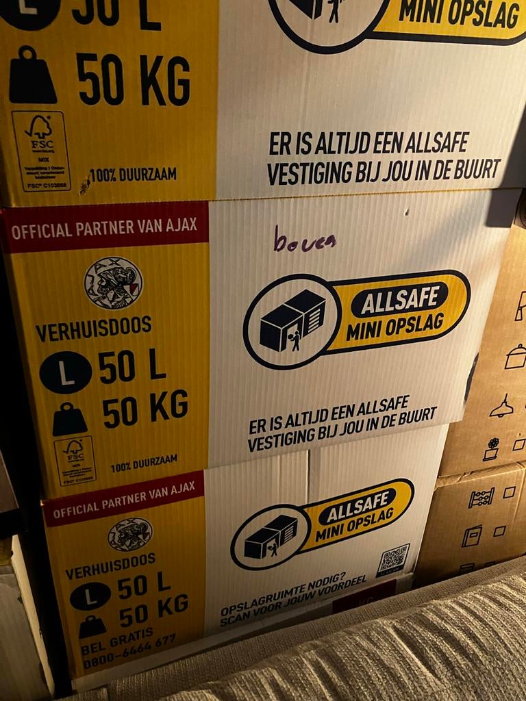 Verhuisdozen L 50L / 50KG - 15 stuks, Ophalen, 40 tot 60 cm, 50 tot 75 cm, 35 tot 50 cm